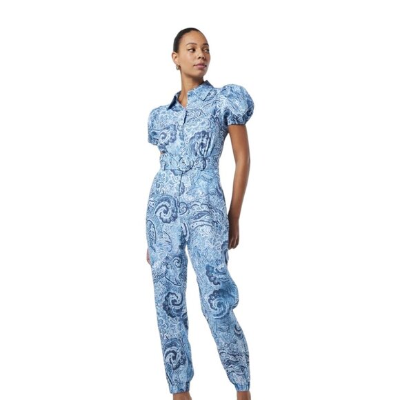NWT Elliatt Elowen Linen Printed Playsuit in Blue
